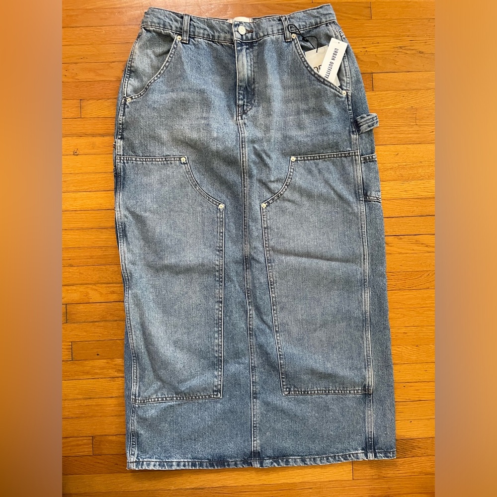 Denim Midi Skirt with Pockets